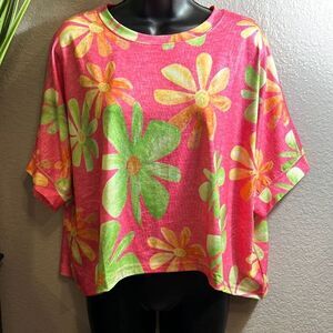#12 boutique, short sleeve BoHo floral top size medium